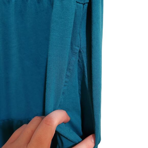 Time And Tru Blue Short Sleeve Pocket Casual Tiered Cotton Midi Shirt Dress XL - Picture 4 of 10